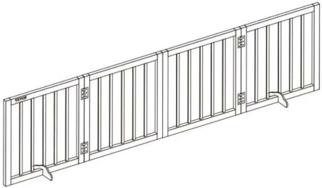 Vevor JYW-8024 - FREE STANDING WOODEN PET GATE - 1