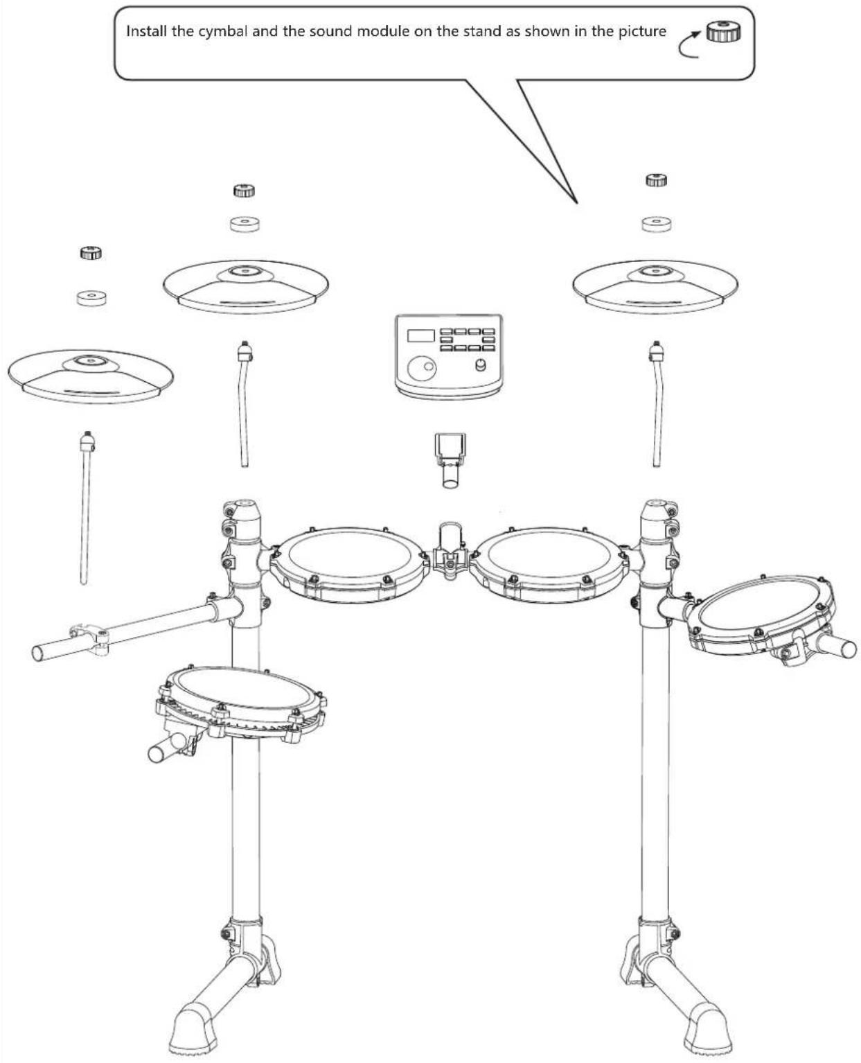 Vevor MD200C - Install cymbals, sound module, place pedals - 1