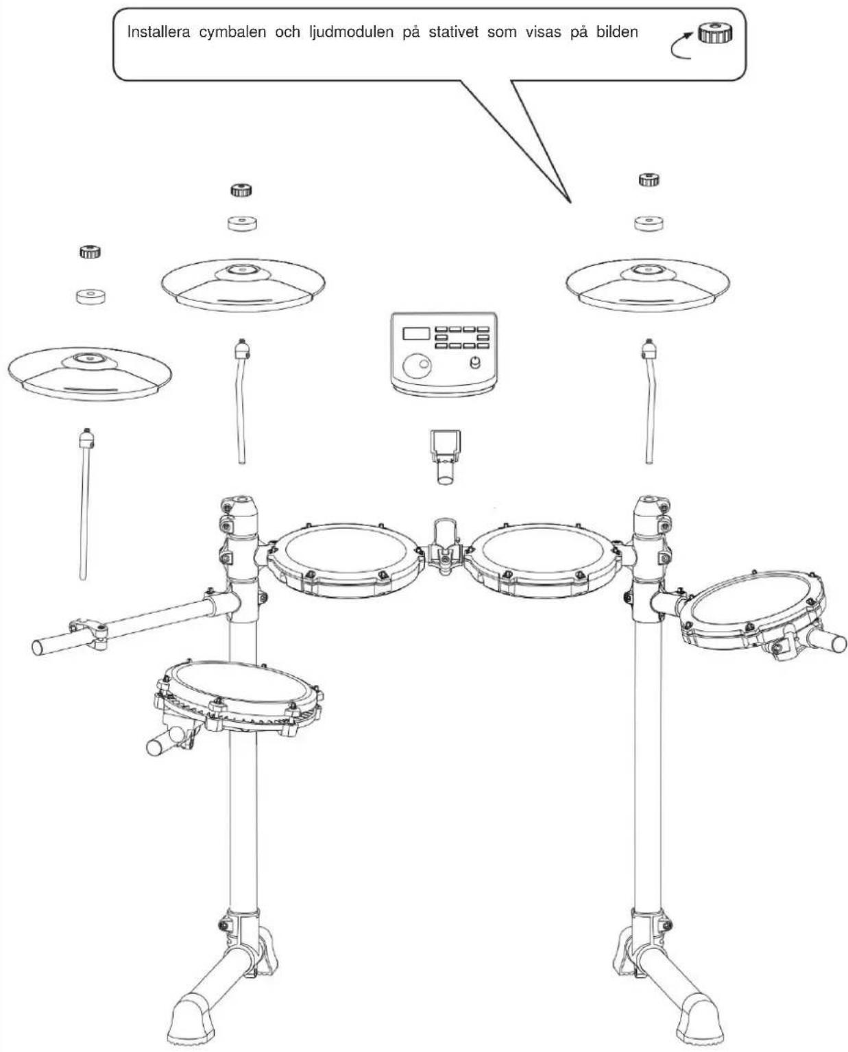 Vevor MD200C - Installera cymbaler, ljudmodul, placera pedaler - 1