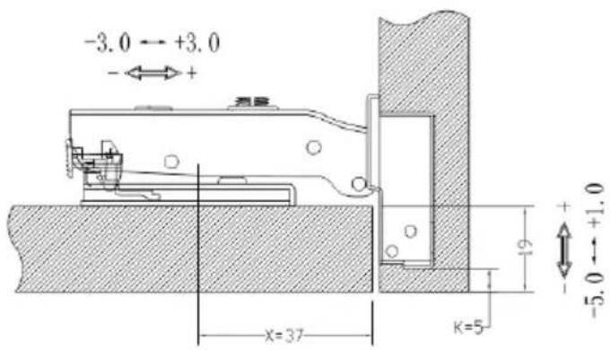 Vevor PHS25101-50 - Φ35 CLIP ON ONE WAY (3D) SIX-WAY ADJUSATABLE HYDRAULIC BUFFERING HINGE - 5