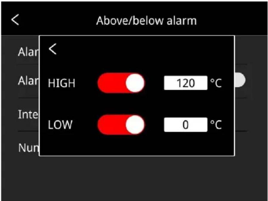 Vevor SC384M - - Alarm temperature setting: - 2