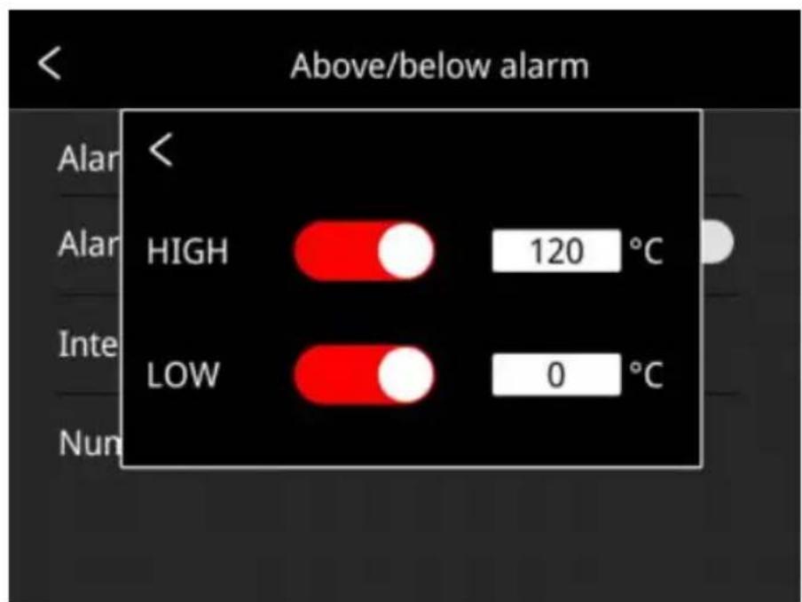 Vevor SC256M - - Alarmtemperatureinstellung: - 2