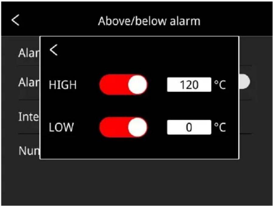 Vevor SC256M - - Alarm temperature setting: - 2