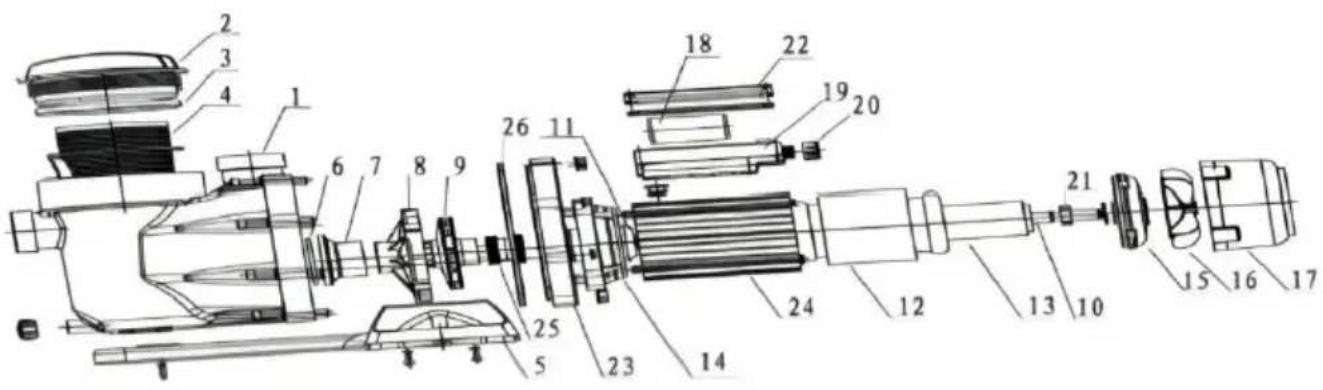 Vevor SPP250E-II - PUMP EXPLODED VIEW - 1