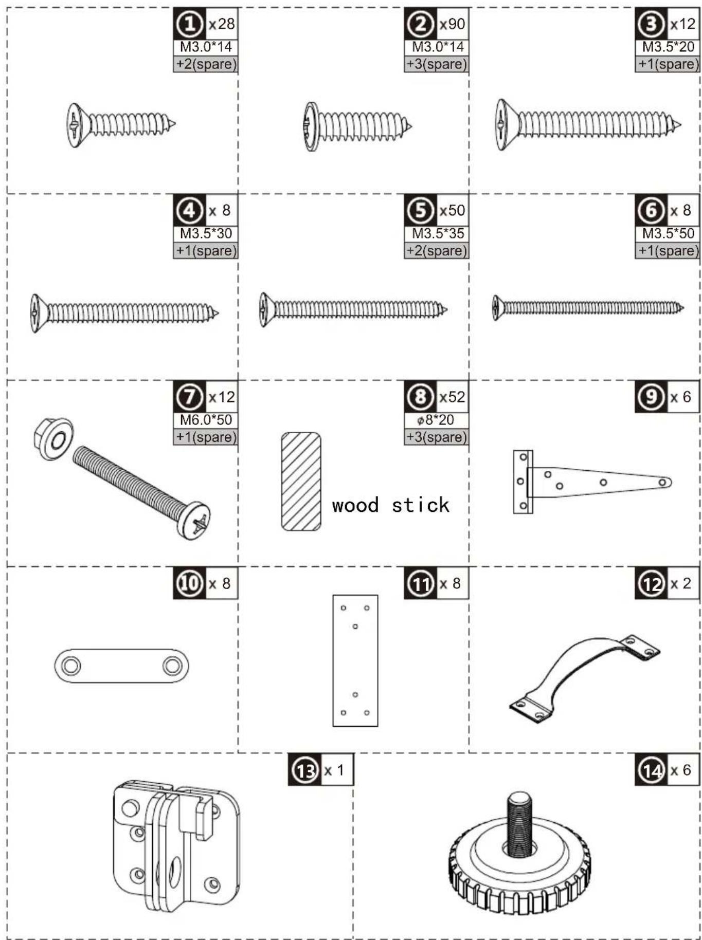 Vevor TY-OP2419 - PART LIST - 1