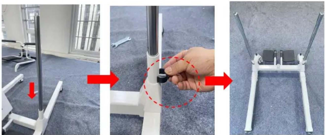 Vevor XFL-QX-YW02 - Insert the mandrel into the mounting holes on the left and right the frame assembly and insert the latch - 1