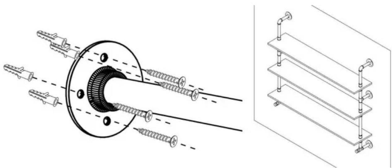 Vevor WPSR-XM012 - Rohrregale an der Wand befestigen - 4