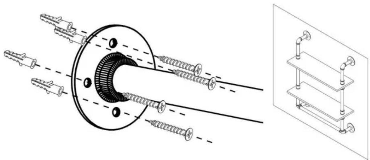 Vevor WPSR-XM006 - FISSARE GLI SCAFFALI TUBO ALLA PARETE - 6