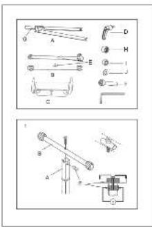Technical diagram showing mechanical assembly with labeled components and exploded views