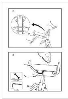 Technical diagram showing mechanical assembly steps with labeled components and directional arrows