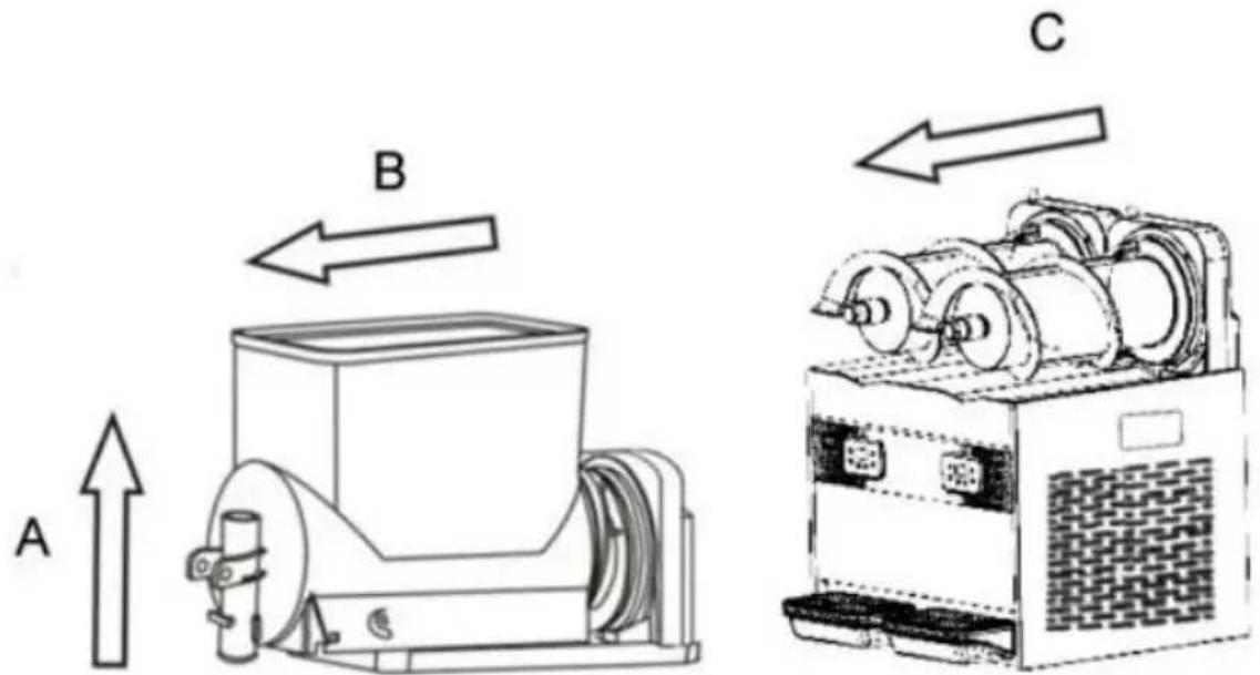 Vevor XRJ12LX3 - Move out the bowl as below steps: - 1