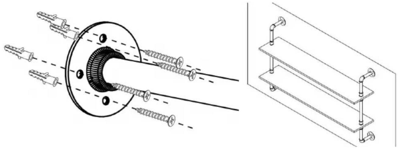 Vevor WPSR-XM008 - ATTACH PIPE SHELVES TO THE WALL - 4