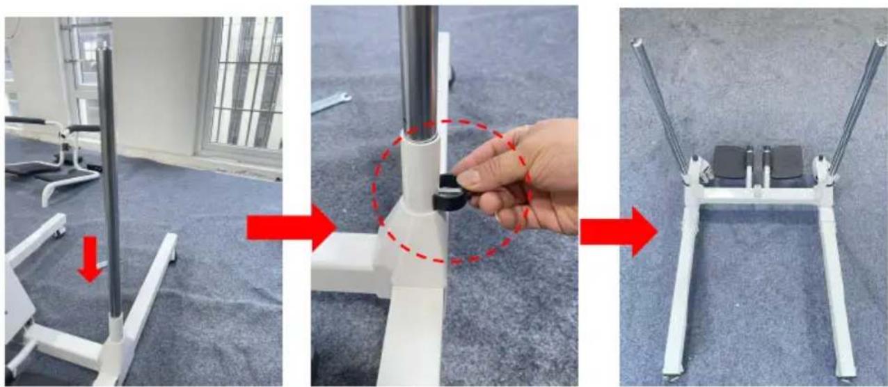 Vevor XFL-QX-YW03 - Insert the mandrel into the mounting holes on the left and right the frame assembly and insert the latch - 1
