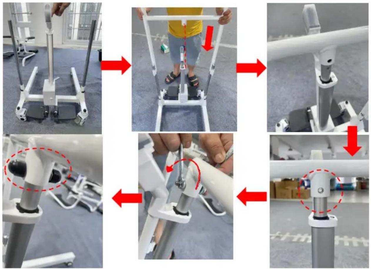 Vevor XFL-QX-YW03 - Insert the mandrel into the mounting holes on the left and right the frame assembly and insert the latch - 3