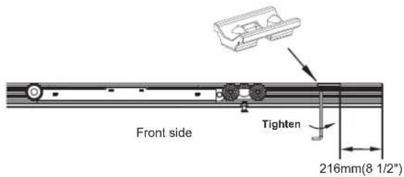 Vevor YMXT-XC40-8B - Place the 2nd soft close actuator/trigger into the track and have it 216 mm from the end plates. - 2