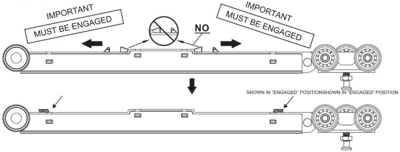 Vevor YMXT-XC40-8B - Engage Soft Close Dampener by pushing Dampener trigger toward "engaged" positions on both side. This step is very important. DAMPENER MUST BE ENGAGED or soft close will not work, Soft Close Dampener may be DAMAGED if installed incorrectly. Door will have to be removed and installation of Soft Close will have to begin again. - 1