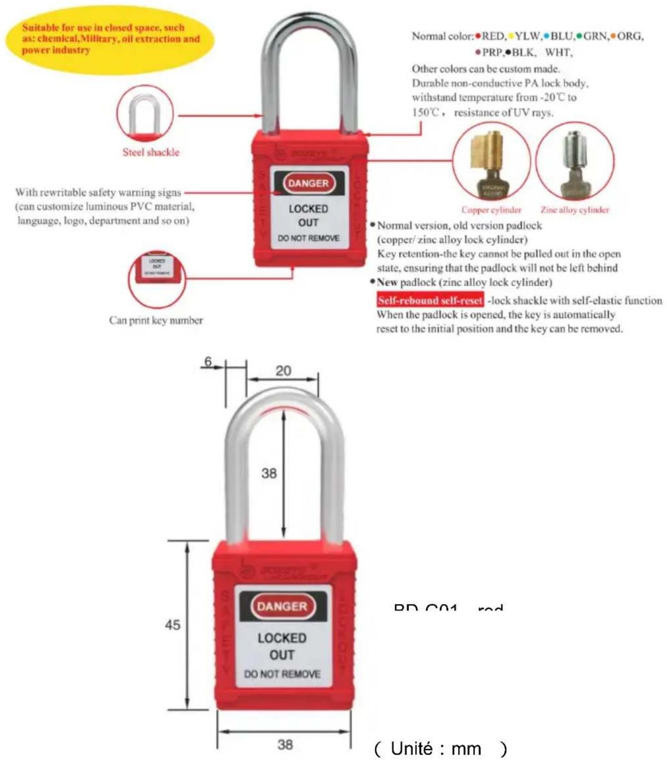 Vevor ZT-D1 - CADENAS DE SÉCURITÉ - 1