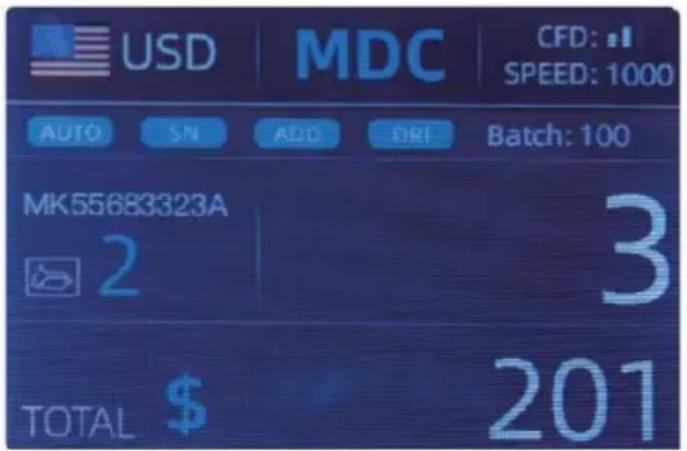 USD MDC CFD: # SPEED: 1000 AUTO SN ADD ORI Batch: 100 MK55683323A 2 3 TOTAL $ 201