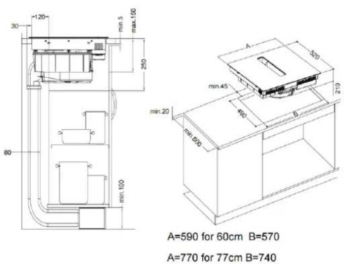 Linarie Vittel LNI90DAI1F2Z - Cut out the work surface according to the sizes shown in the drawing. - 1