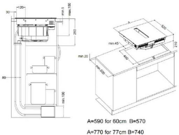 Linarie Vittel LNI90DAI1F2Z - Découpez le plan de travail selon les dimensions indiquées dans le dessin. - 1