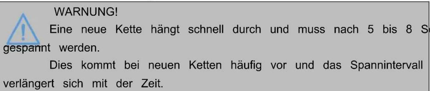 Vevor 5800 - Einstellung der Kettenspannung - 2