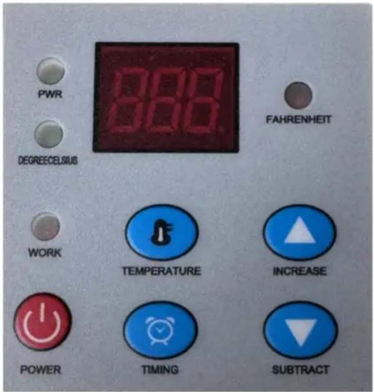 PWR DEGREECELSIUS 888 FAHRENHEIT WORK TEMPERATURE INCREASE POWER TIMING SUBTRACT