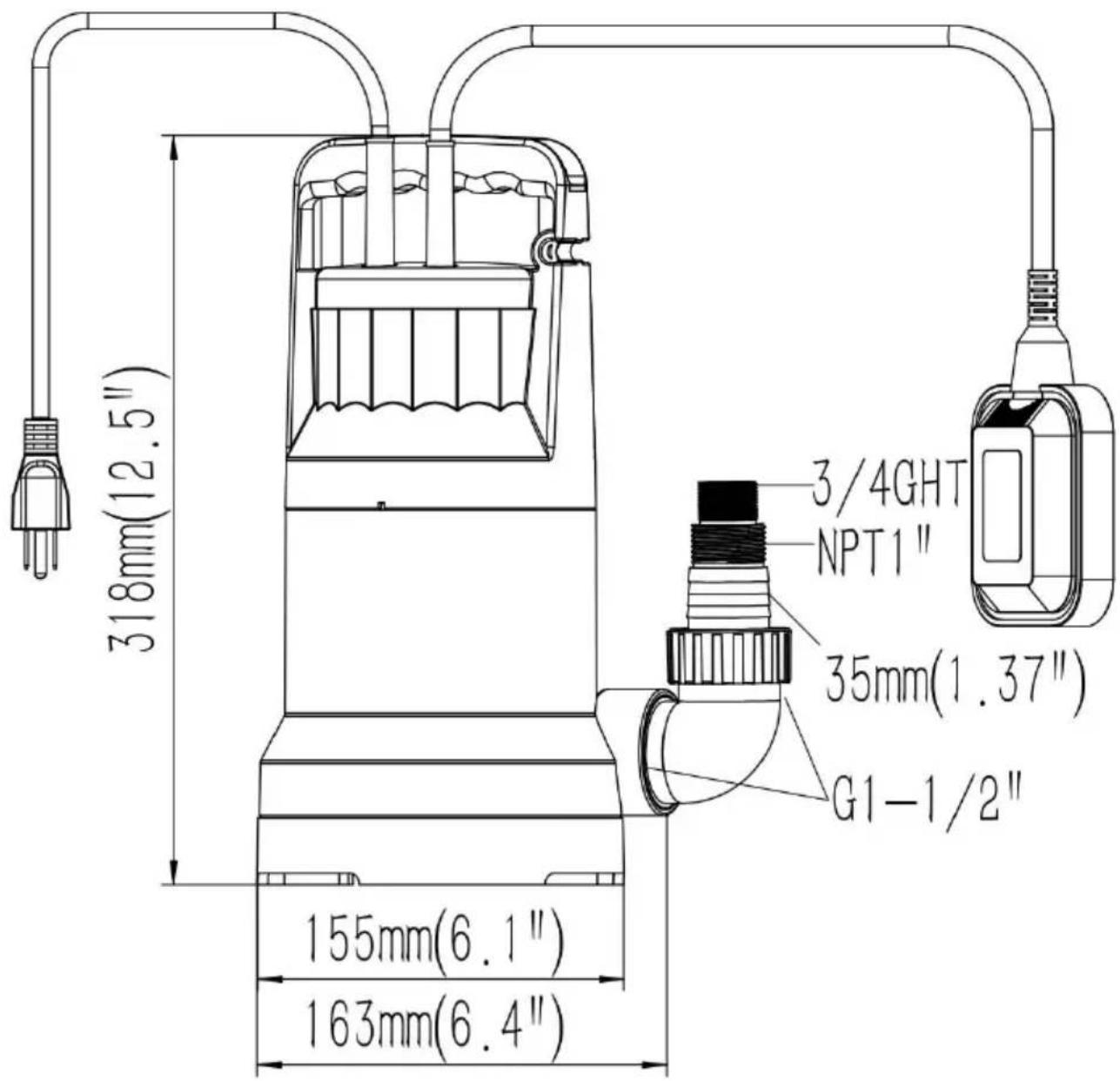 Vevor ZXQ1000-B - PRODUCT SIZE - 1
