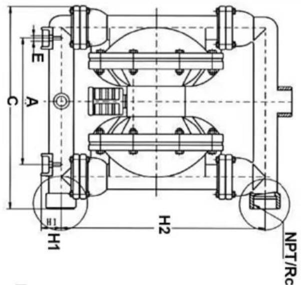Vevor QBY4-25L - QBK INSTALLATION SIZE CHART - 2