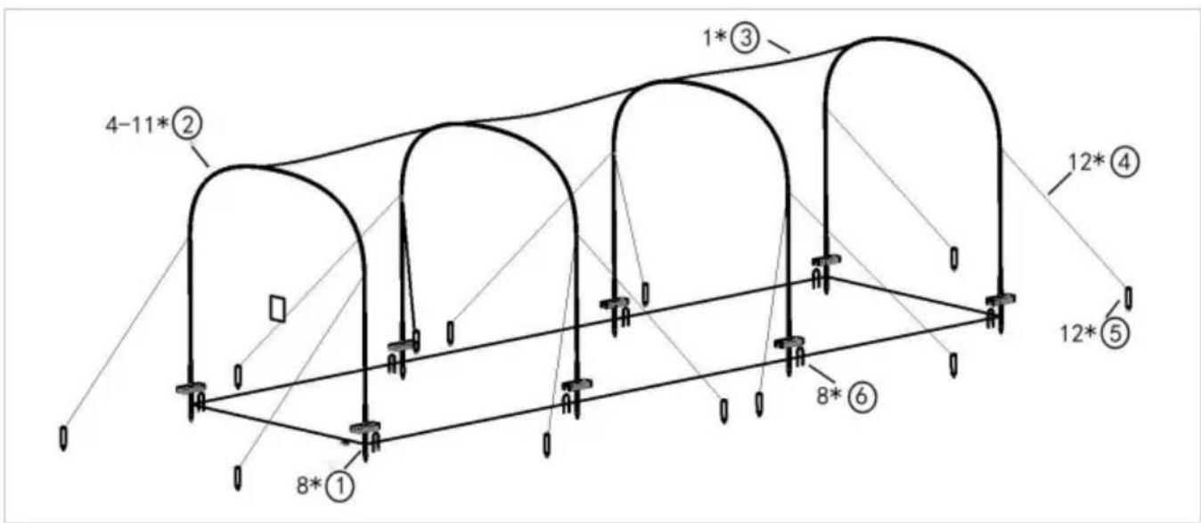 Vevor YC-DJL-40*12*12ft - Zeichnungs- und Installationsanweisungen - 1