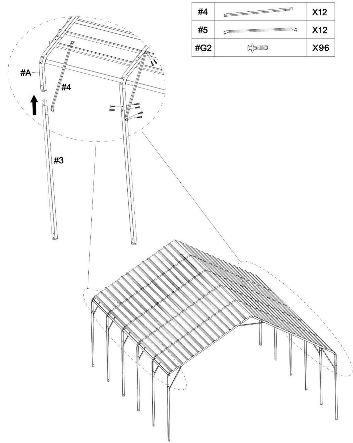 Vevor KD-TPQC-007-20x24ft - STEP 5: Connect Legs - 1