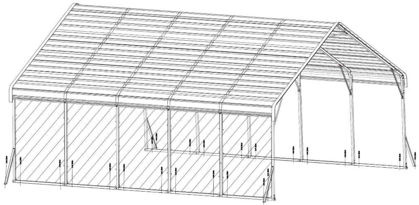 Vevor KD-TPQC-007-20x24ft - STEP11 : Anchor the Carport - 1