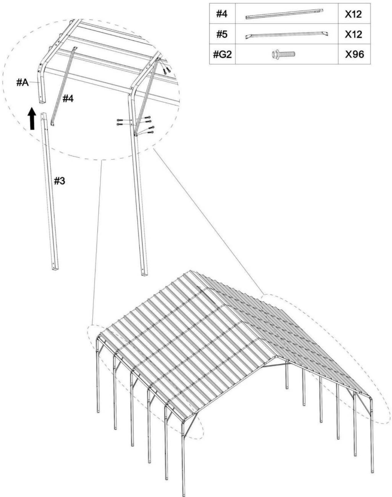 Vevor KD-TPQC-007-20x24ft - STEP 5: Connect Legs - 1