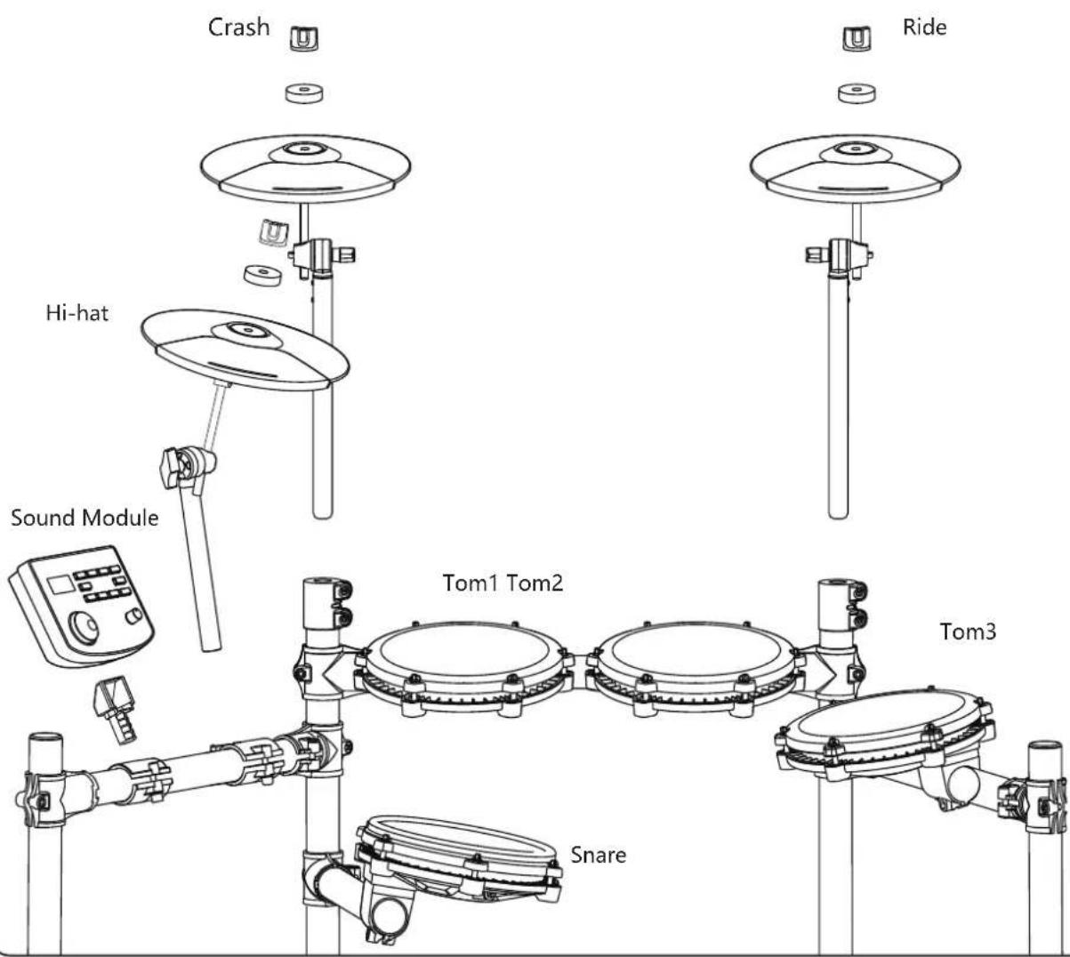 Vevor MD200D-P - Install hitting parts and sound module - 2