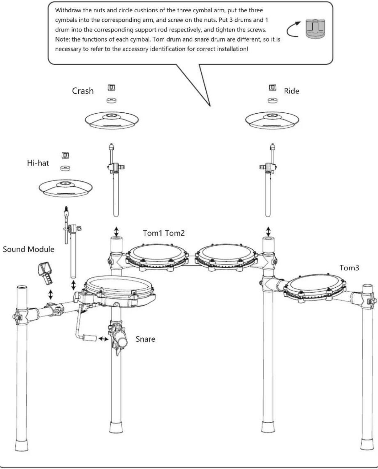 Vevor MD200E-P - Install hitting parts and sound module - 1