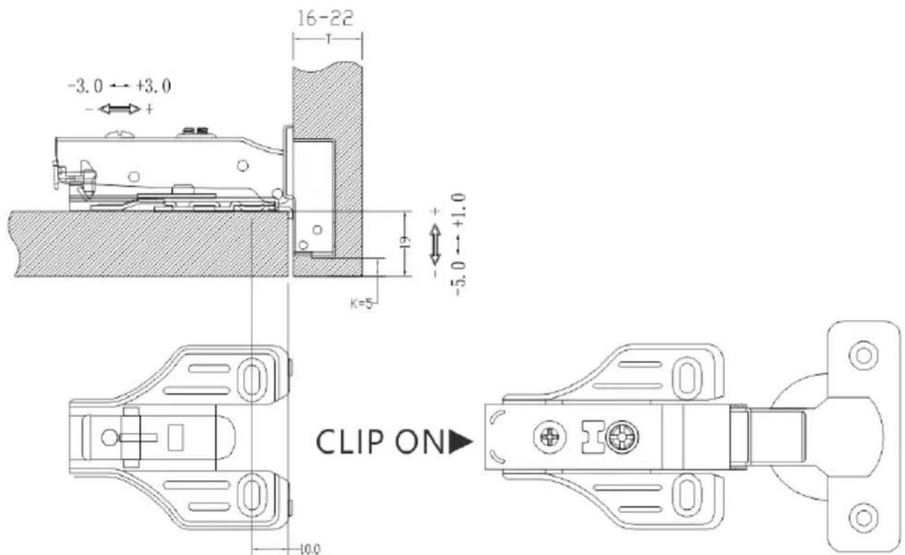 Vevor PHS25201-20 - Φ35 CLIP ON ONE WAY (3D) SIX-WAY ADJUSATABLE HYDRAULIC BUFFERING HINGE - 11
