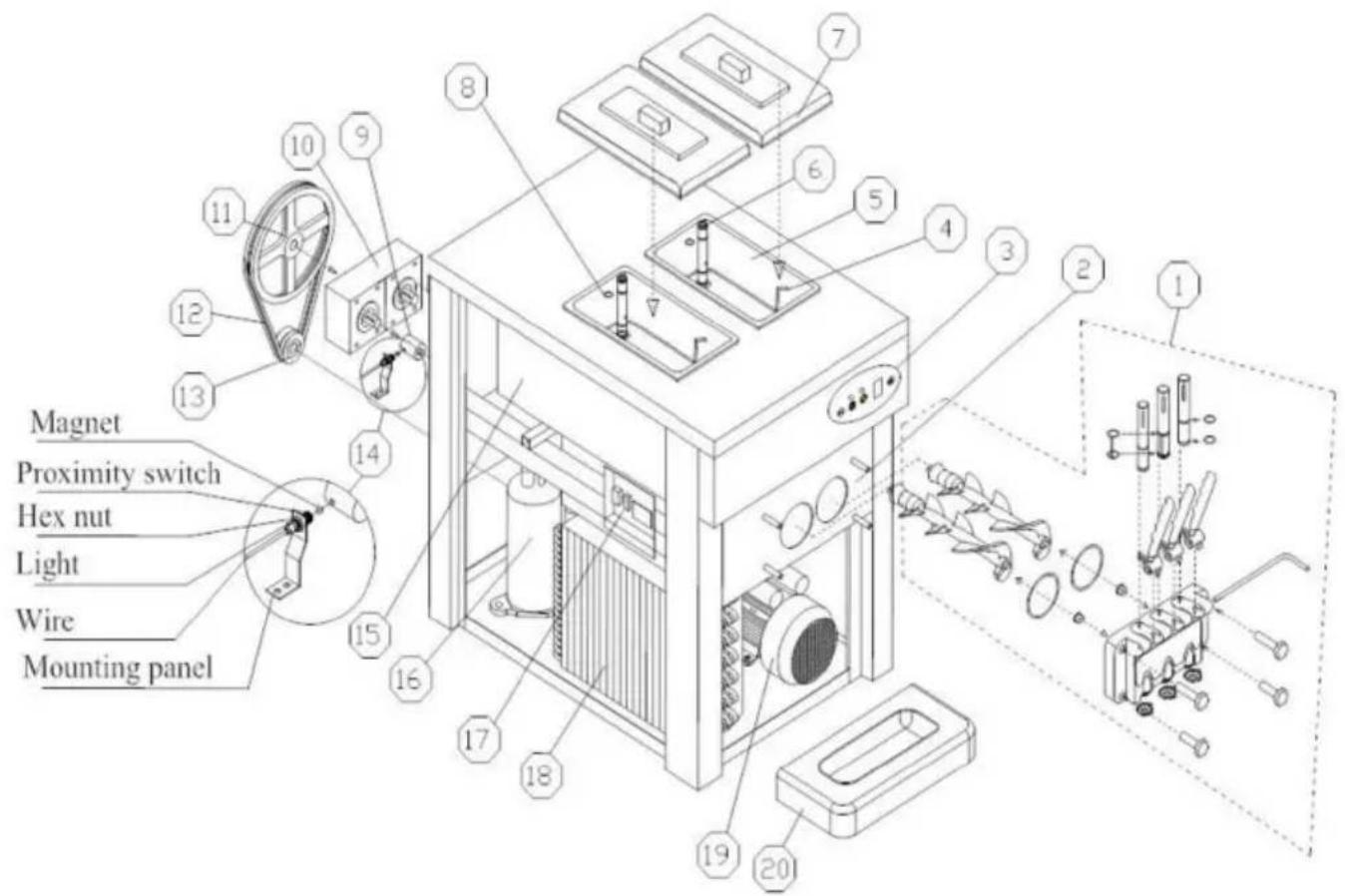 Vevor D425-B - Exploderat diagram - 1