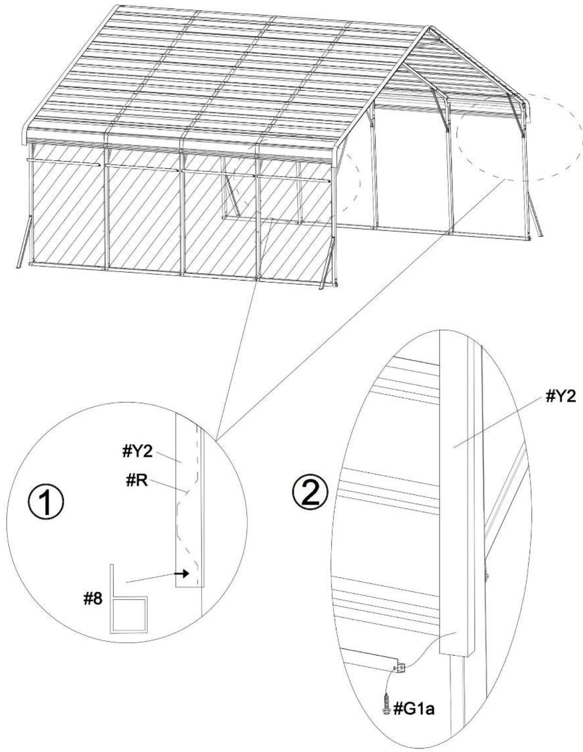 Vevor KD-TPQC-006-20x20ft - STEP10: Side-side defense pole - 1