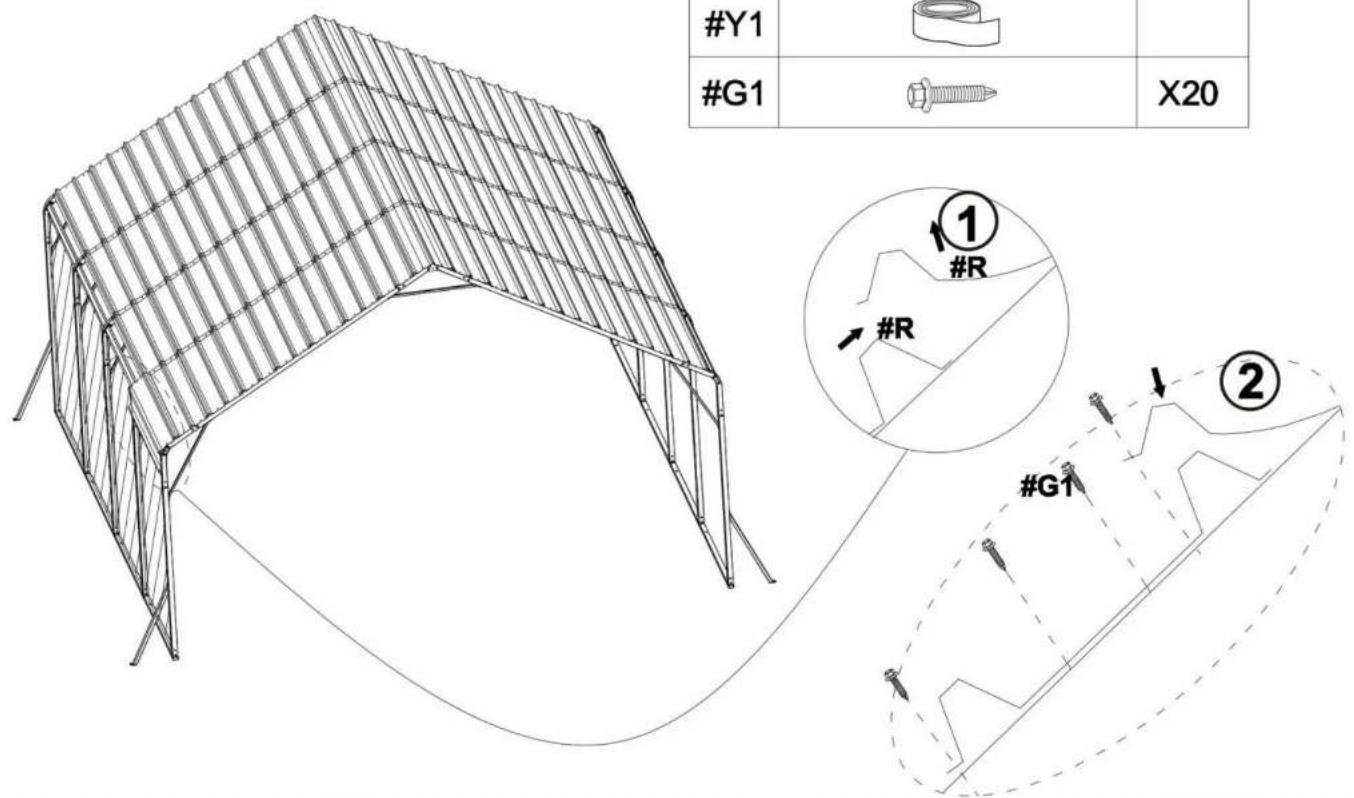 Vevor KD-TPQC-006-20x20ft - STEP8: Install the Side Roof - 1