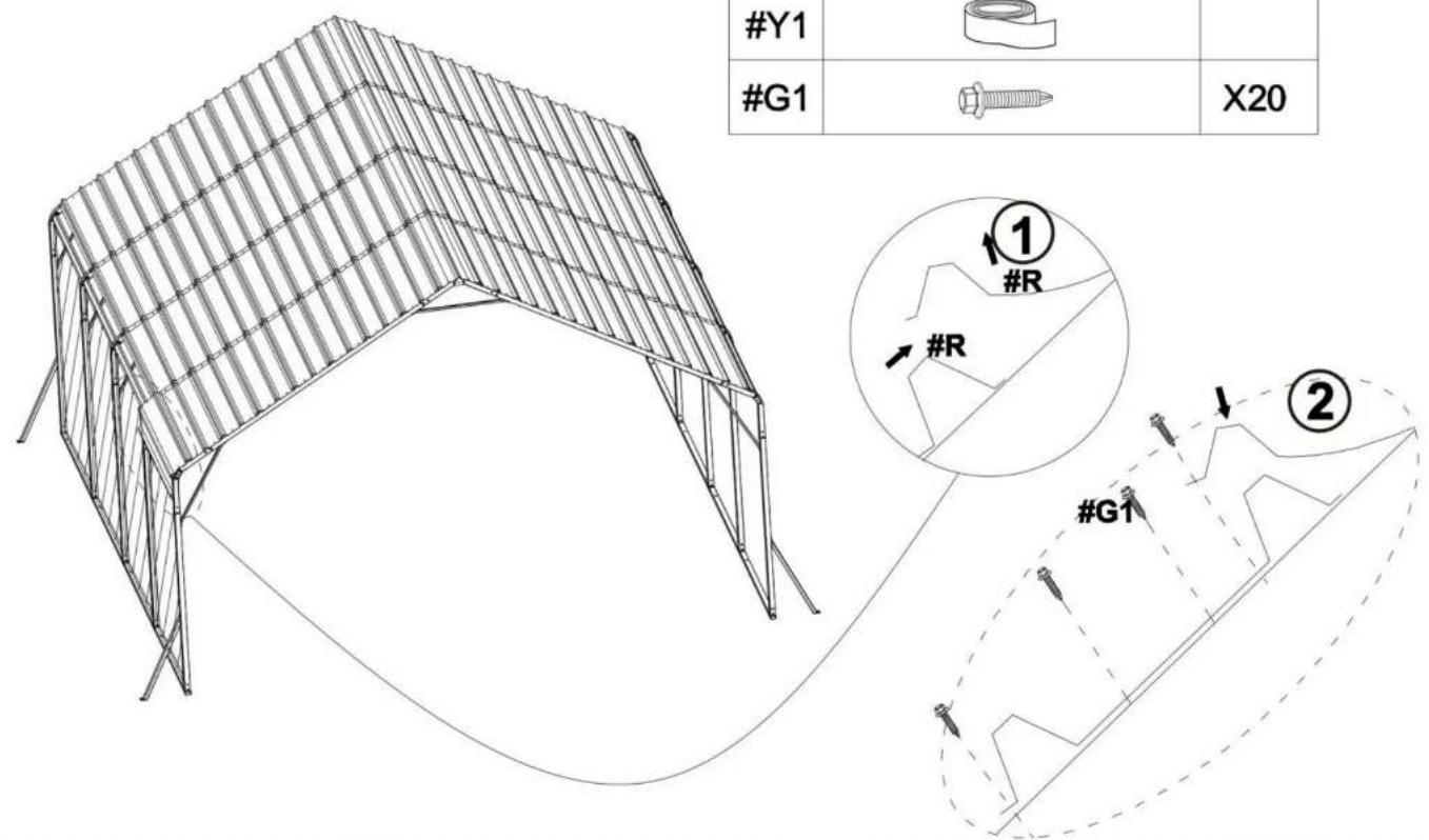 Vevor KD-TPQC-006-20x20ft - STEP8: Install the Side Roof - 1