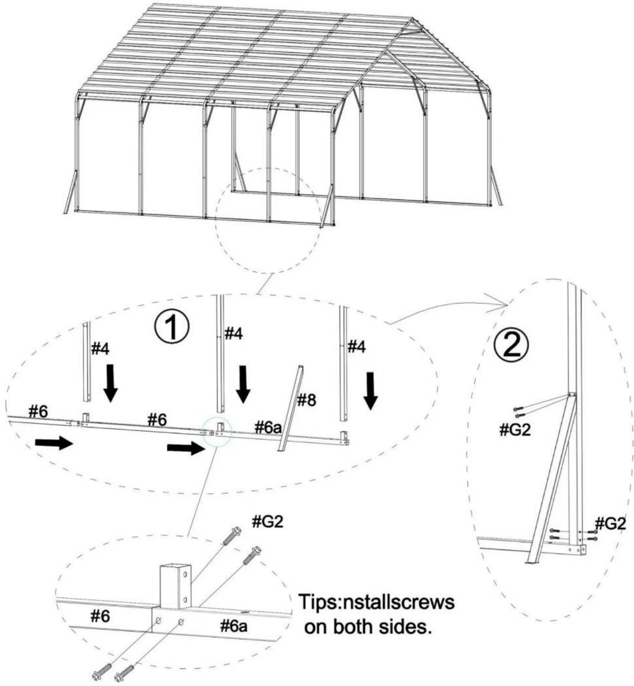 Vevor KD-TPQC-006-20x20ft - STEP 6: Reinforce the Frame - 1