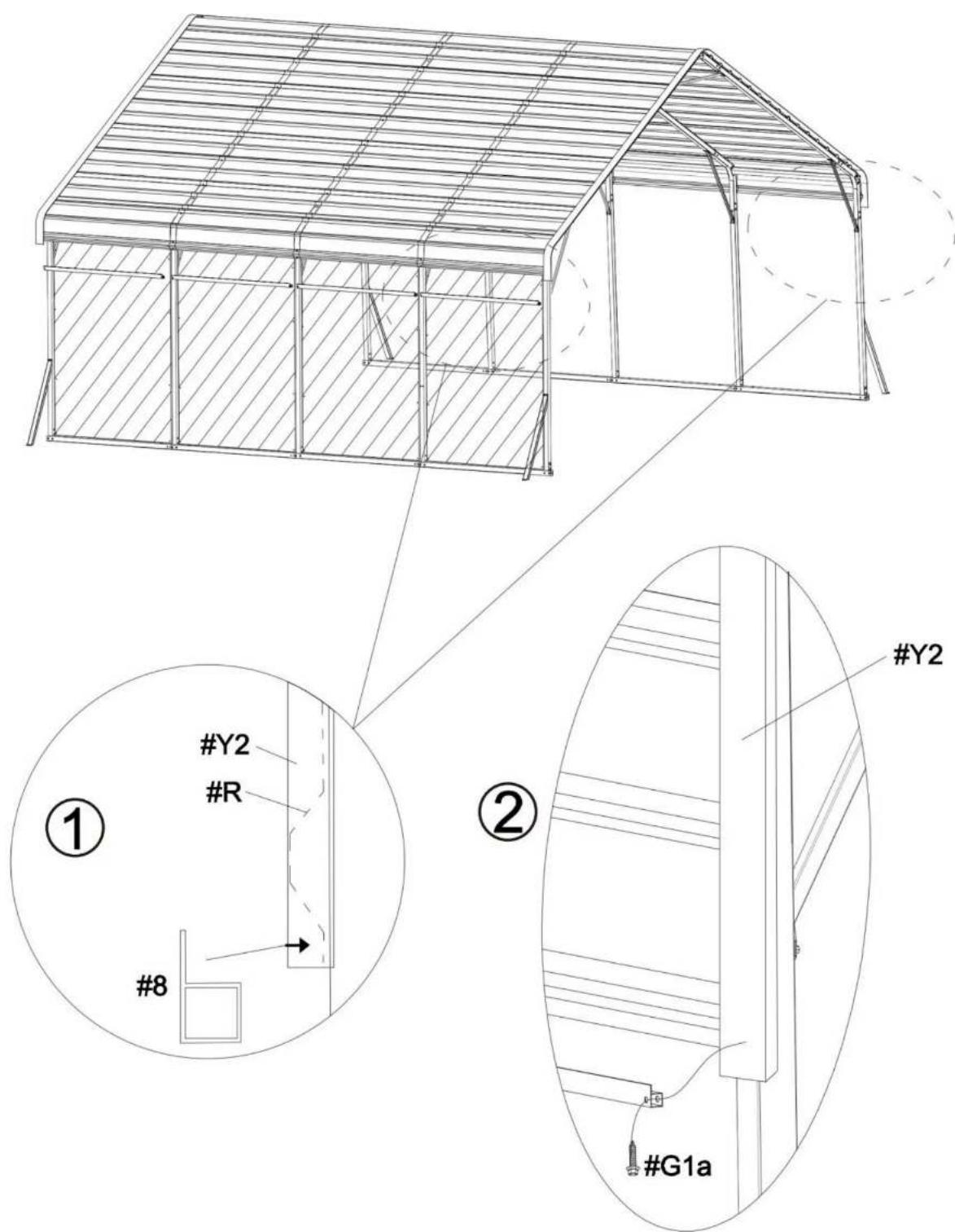 Vevor KD-TPQC-006-20x20ft - STEP10: Side-side defense pole - 1