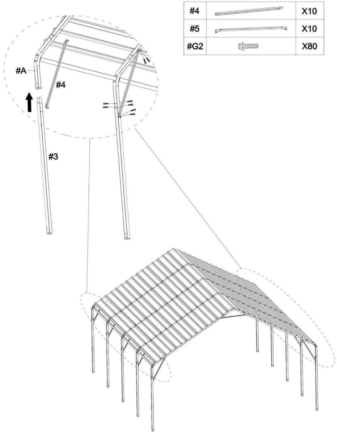 Vevor KD-TPQC-006-20x20ft - STEP 5: Connect Legs - 1