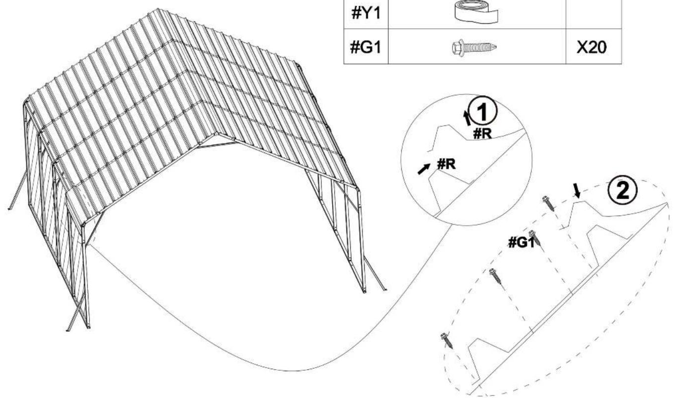 Vevor KD-TPQC-006-20x20ft - STEP8: Install the Side Roof - 1