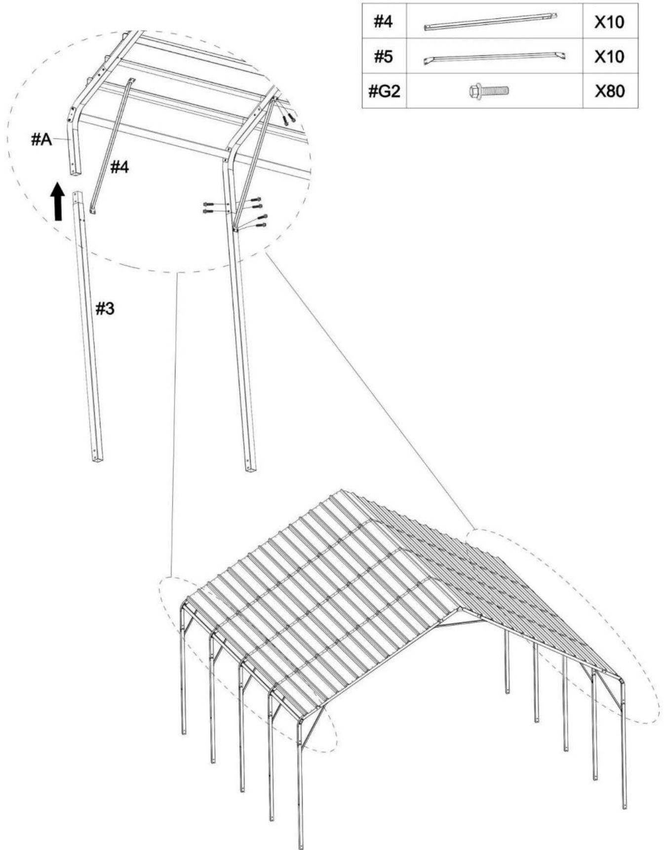 Vevor KD-TPQC-006-20x20ft - STEP 5: Connect Legs - 1