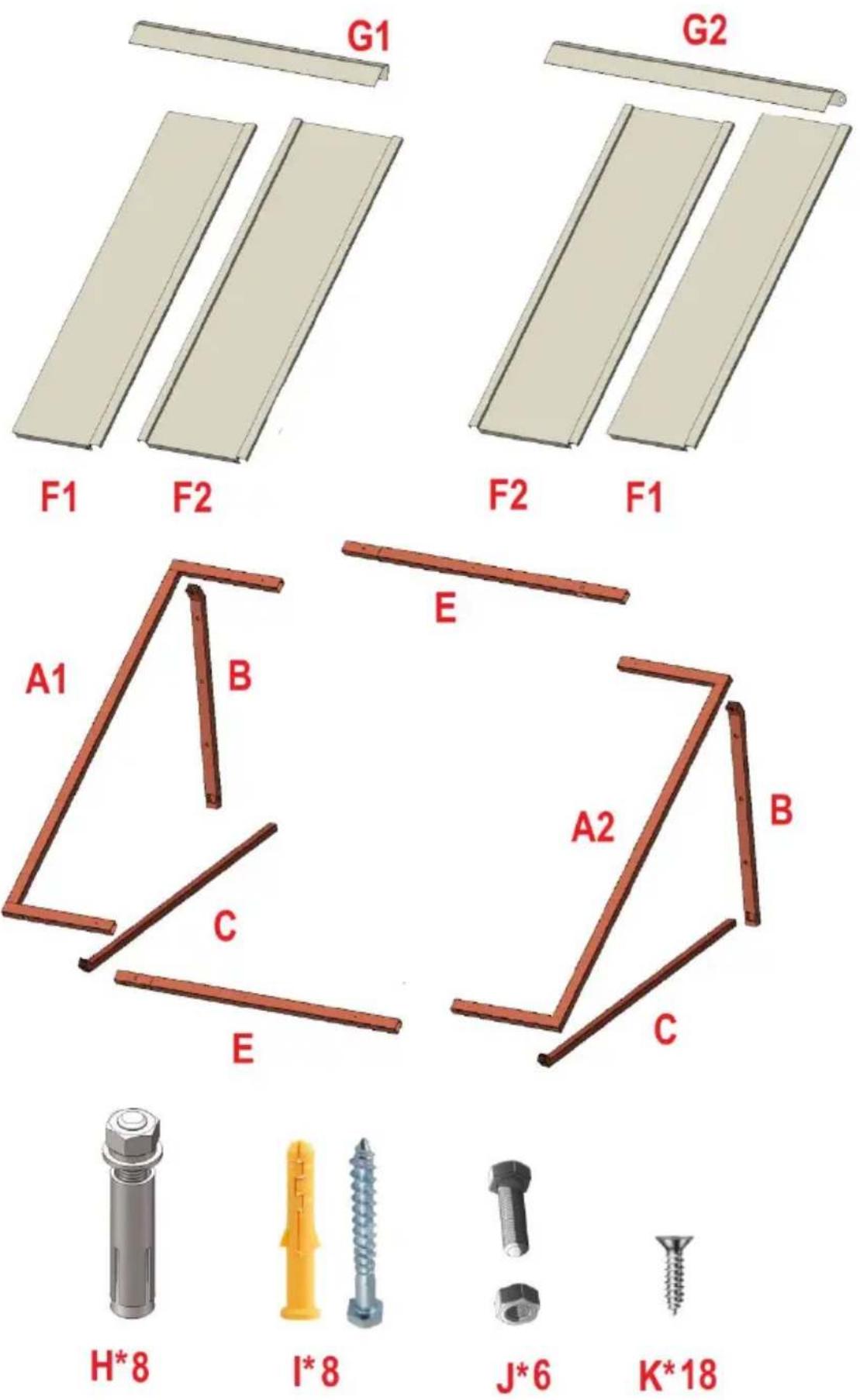 Vevor CGW-44INCH - PARTS LIST - 1