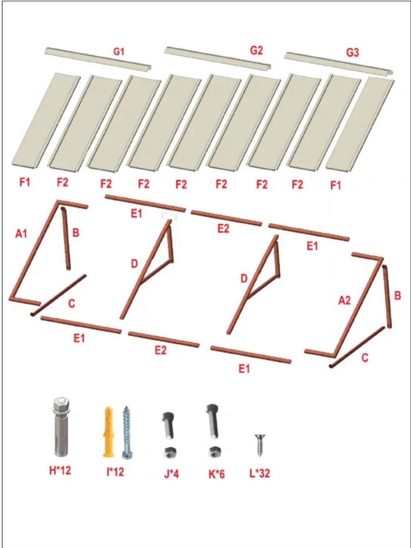 Vevor CGW-104INCH - PARTS LIST - 1