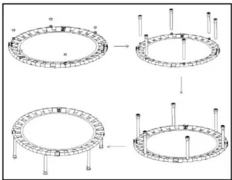 Vevor TX-B6232B-36IN+I - Étape 4 - Fixez la jambe au trampoline - 1