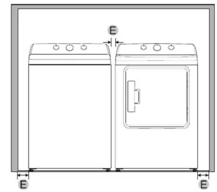 MIDEA MLTE45A2BWW - Minimum clearances between the dryer and adjacent walls or other surfaces: - 3