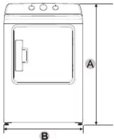 MIDEA MLTE45A2BWW - Minimum clearances between the dryer and adjacent walls or other surfaces: - 1