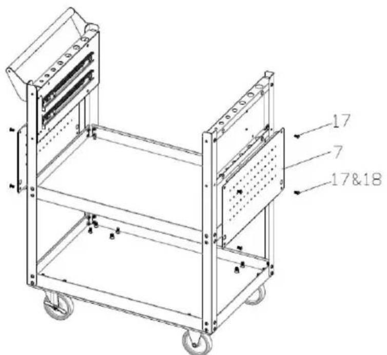 Vevor T271802 - Schritt 5: Montieren Sie das Pegboard 7# mit der Schraube 17# . - 1